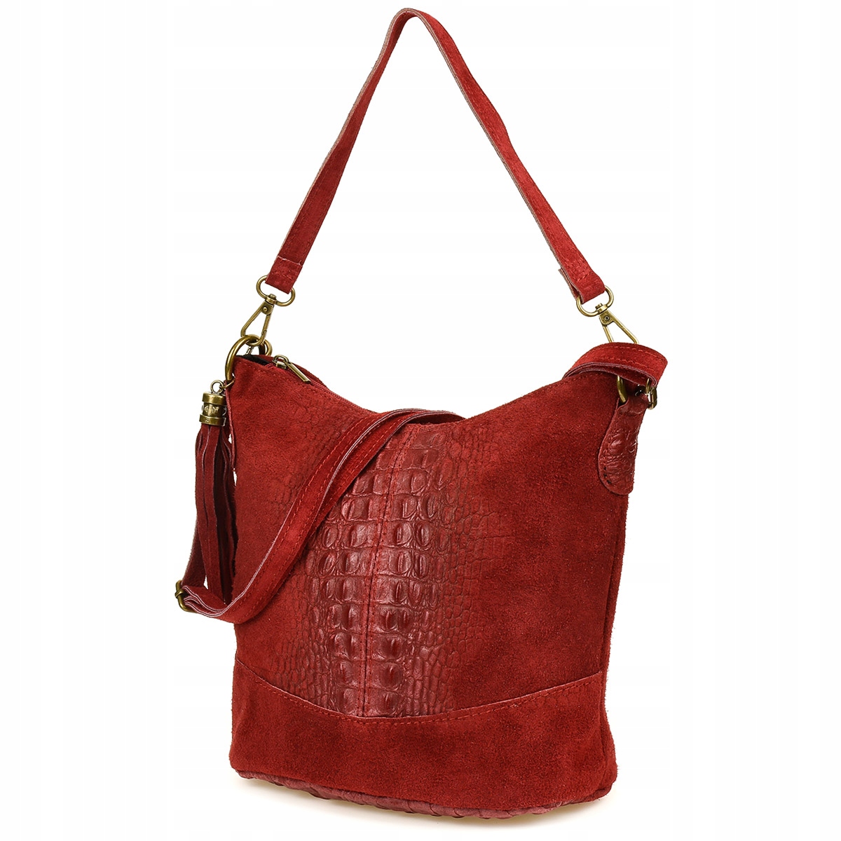 Kožená semišová kabelka Croco z přírodní kůže kabelka přes rameno