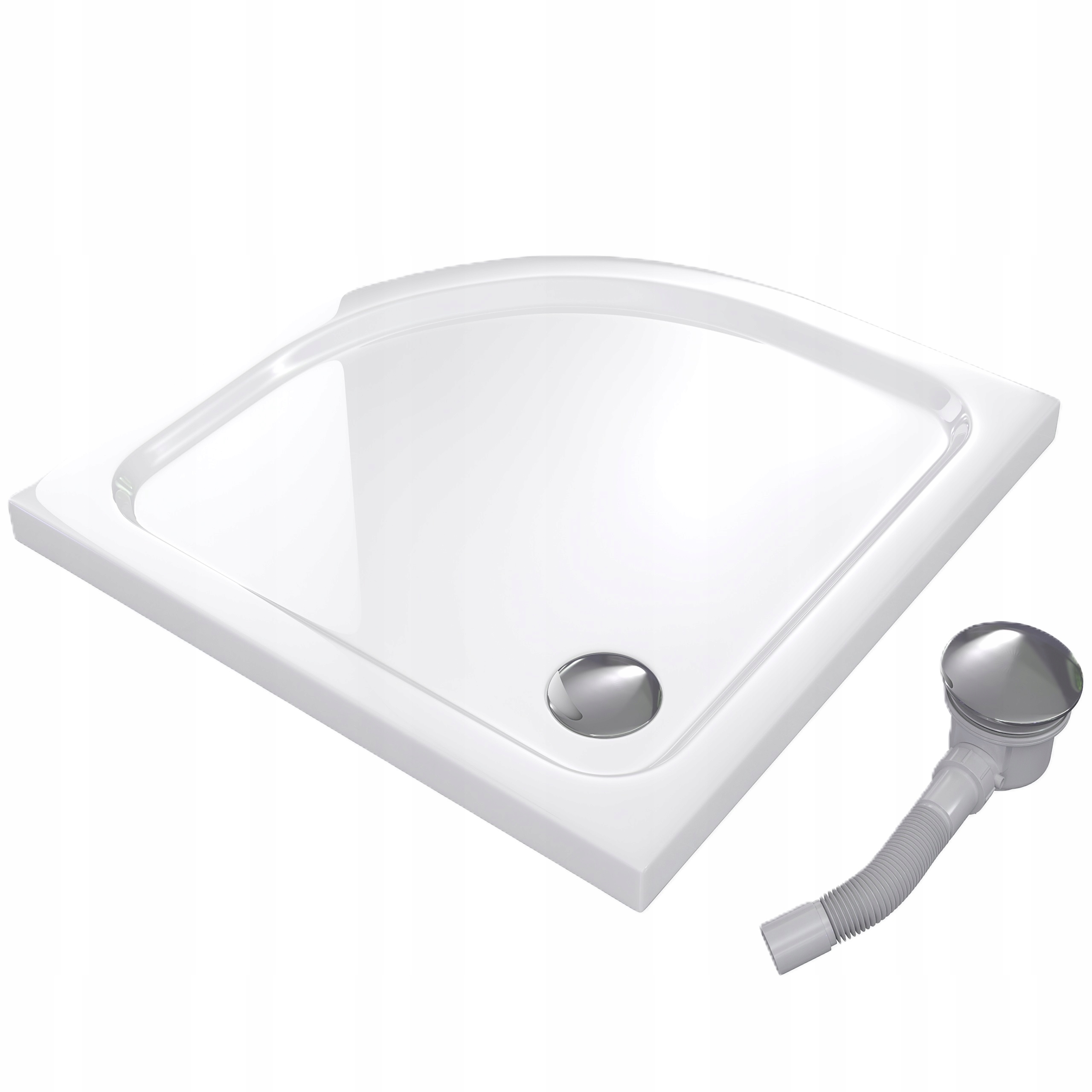 Půlkruhová Sprchová Vanička 100x100 Slim Nízká 5 CM Bílá White Sifon