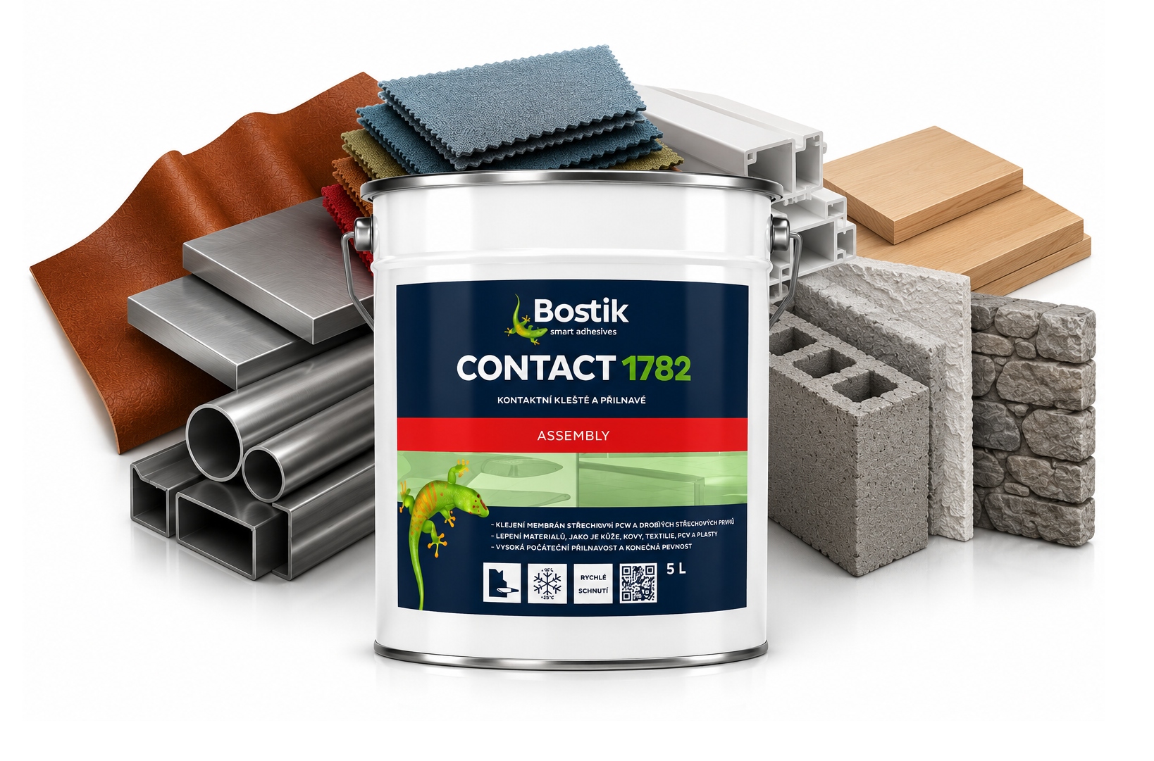 Bostik 1782 lepidlo na střešní membrány Pvc, Pvc, Pvc plechovka 5000 ml