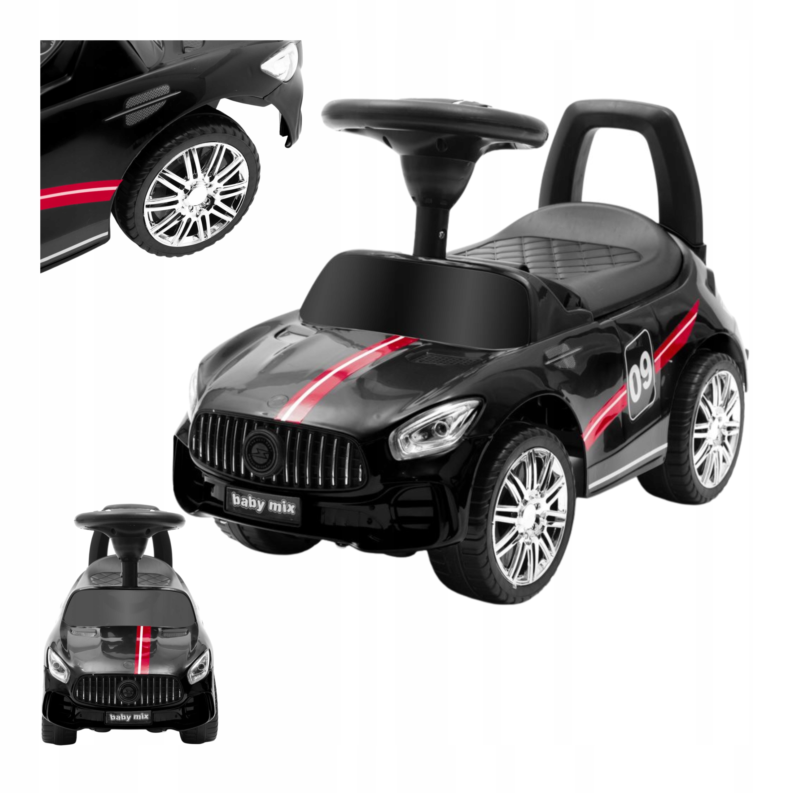 Jeździk Dla Dzieci Dziecka Baby Mix Racer Czarny z Dźwiękiem Pchacz
