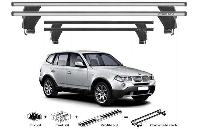 Bagażnik dachowy aluminiowy Bmw X3 (E83) model produkowany od 2004>2010