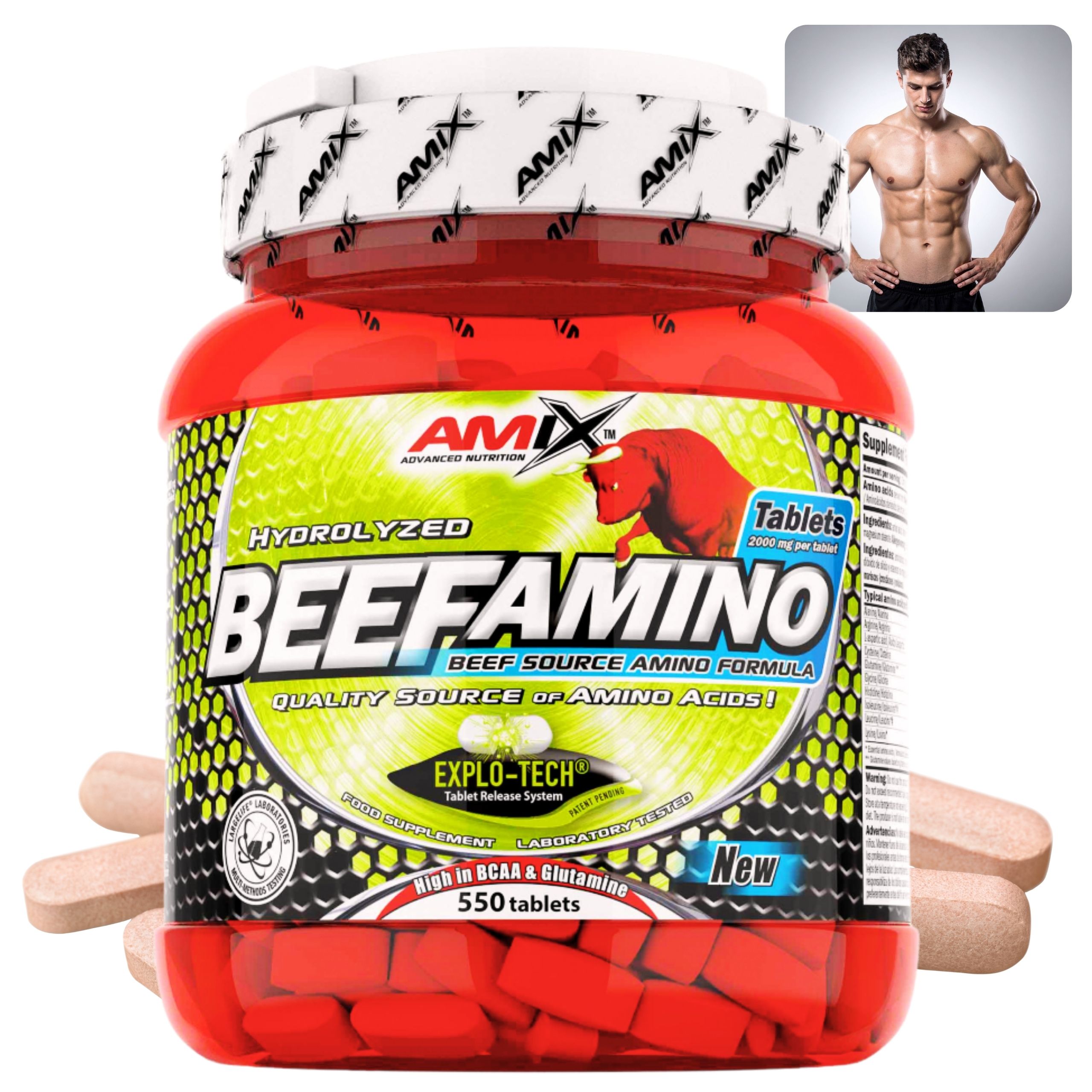 Hovězí aminokyseliny Bcaa Eaa Regenerace svalů Antikatabolismus Beef Amino