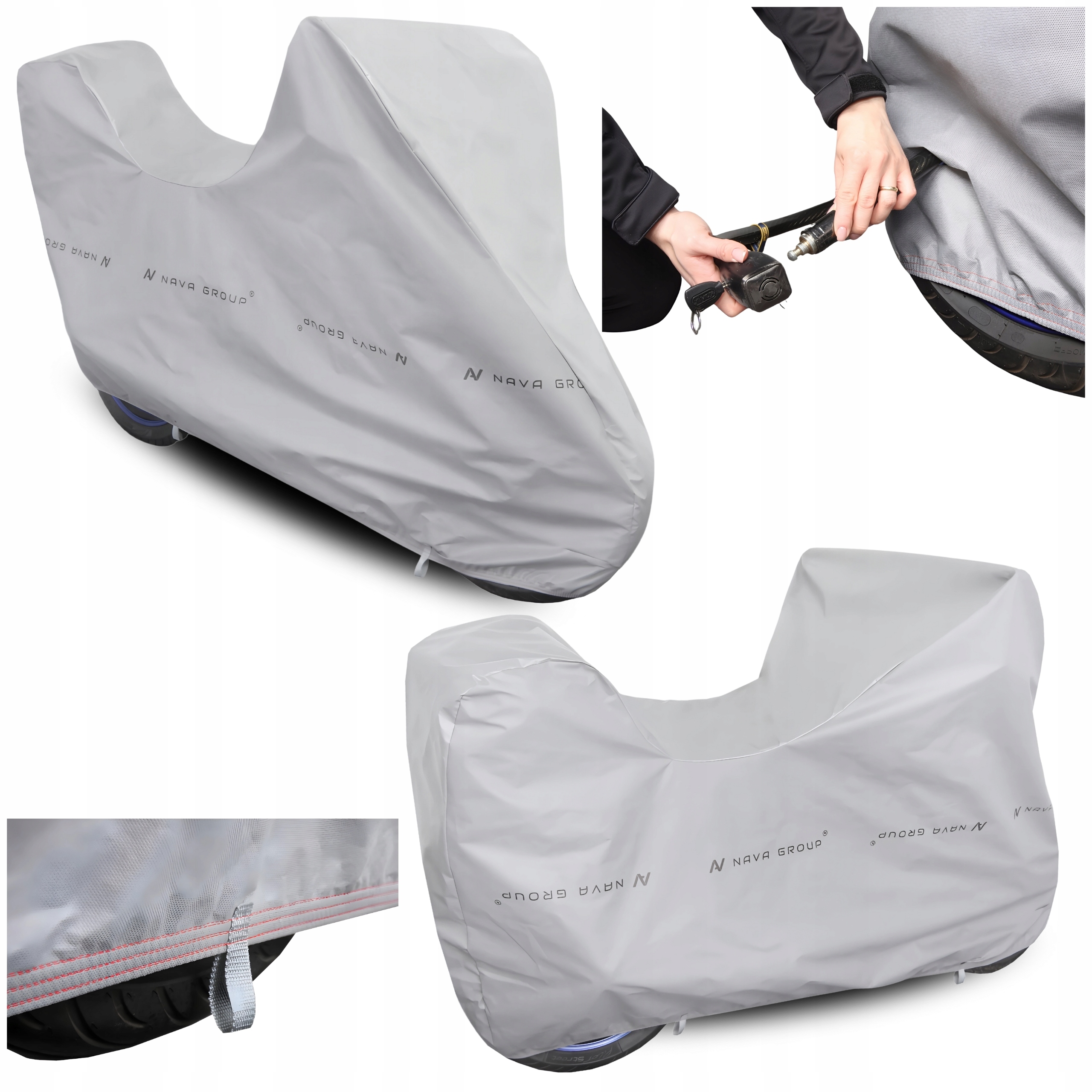 Obal na motocykl s kufrem XL 265x127 Plachta Motor Spona Stahovák Uv