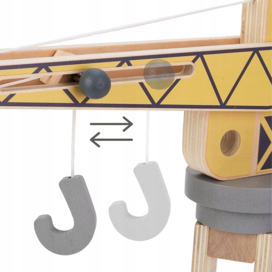 Drewniany Plac Budowy Z Dużym Ruchomym Dźwigiem i Pojazdami Żuraw Wieżowy Materiał drewno papier płyta MDF