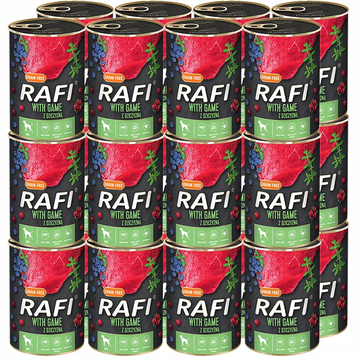 Levně Rafi vlhké krmivo pro psy se Zvěřinou, Plechovka 24 x 400 g Zvěřina Bez Obilovin
