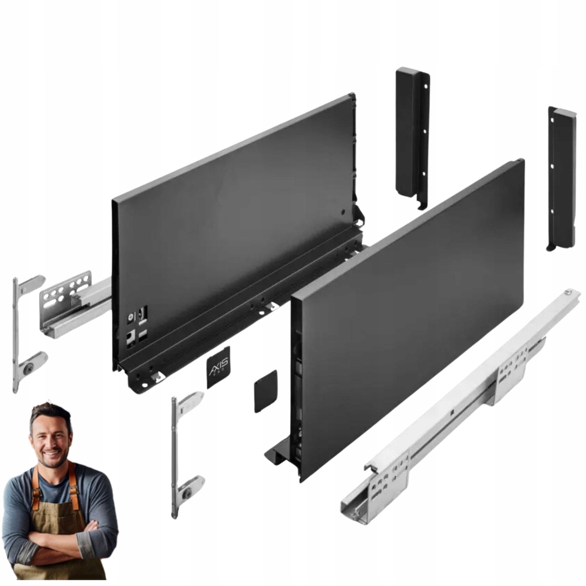 Šuplík Gtv Axis Pro 350 mm Černá velmi vysoká H-199 PB-AXISPRO-KPL350D2