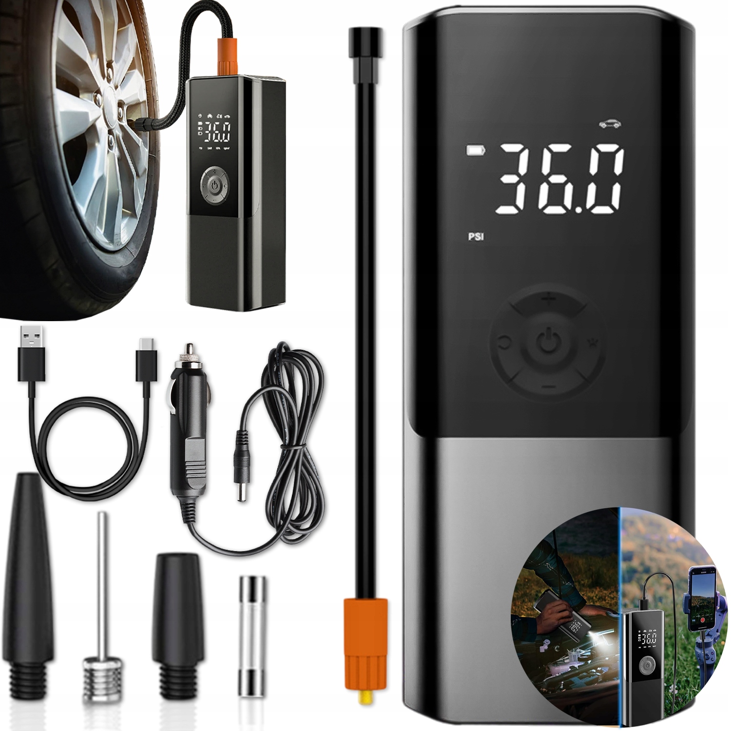 Bezdrátová Přenosná Elektrická Pumpa Na Kolo Kompresor Do Auta