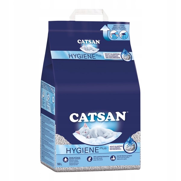 Levně Stelivo pro kočky Catsan bezprašné, jemnozrnné, hrudkující, 18 l