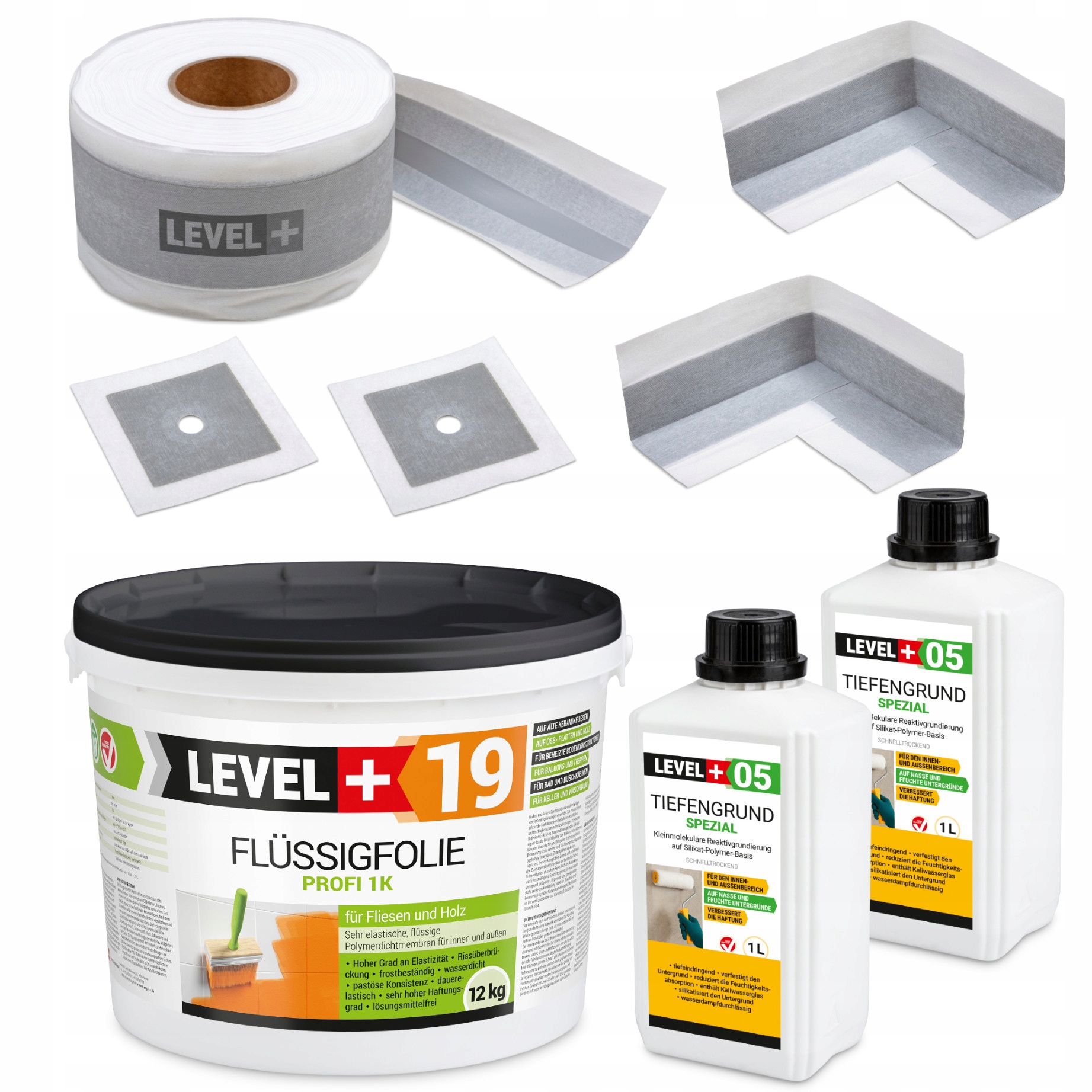 Hydroizolace Fólie v tekuté formě 12 kg Páska 10 m Penetrace 2 l