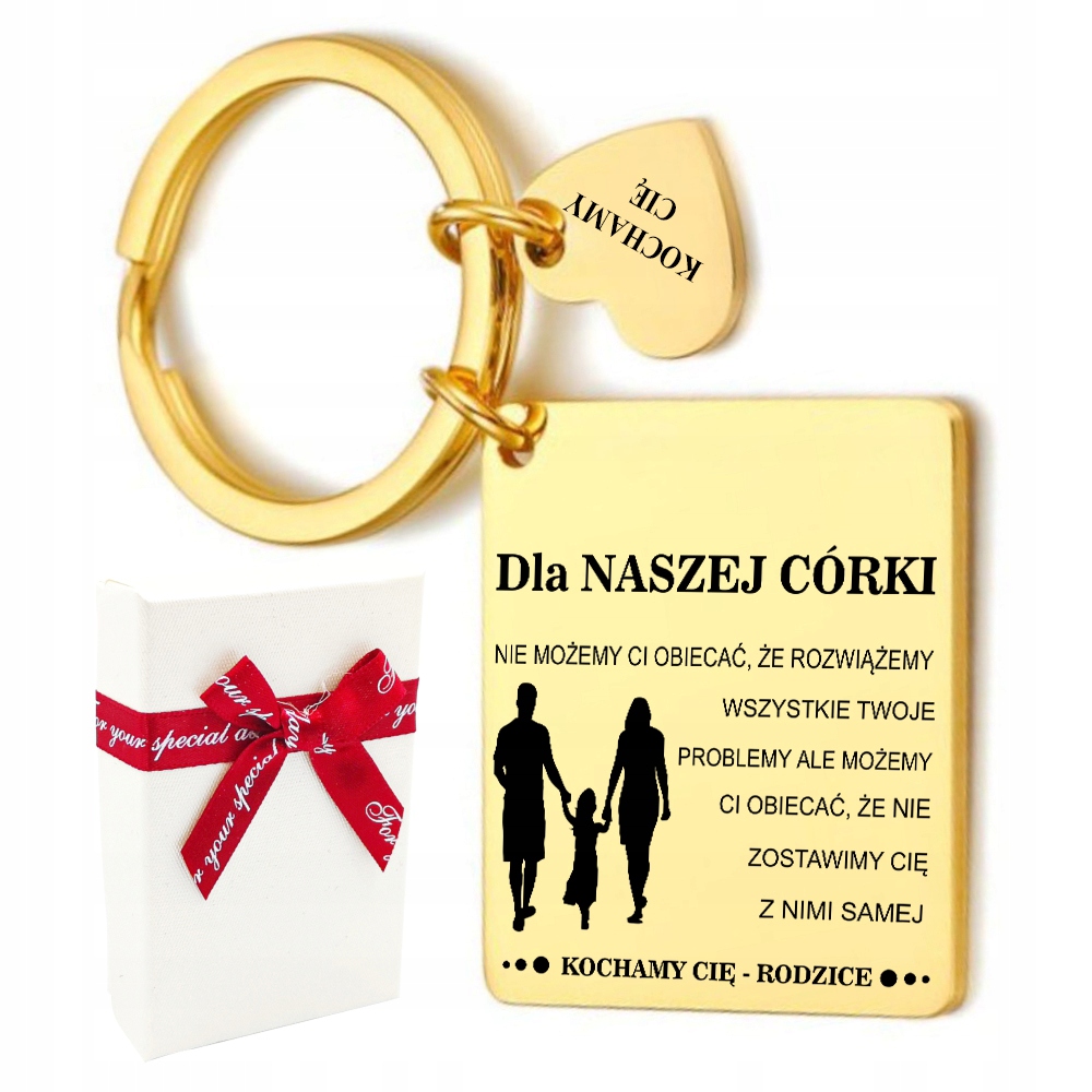

Złoty Breloczek Dla Córki Od Rodziców