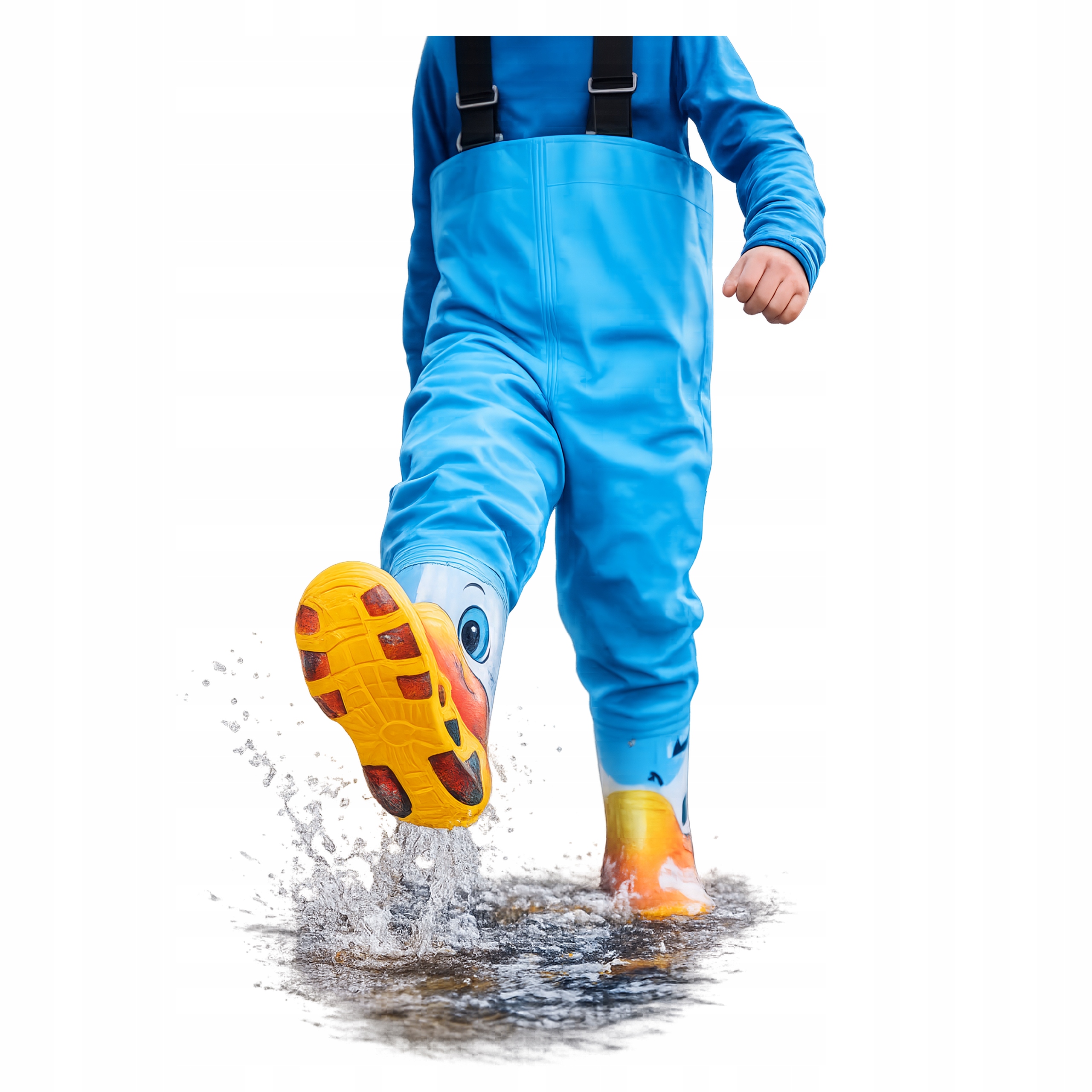 Spodniobutki Wodery dla Młodego Wędkarza z Szelkami Gumowe Kalosze Polskie