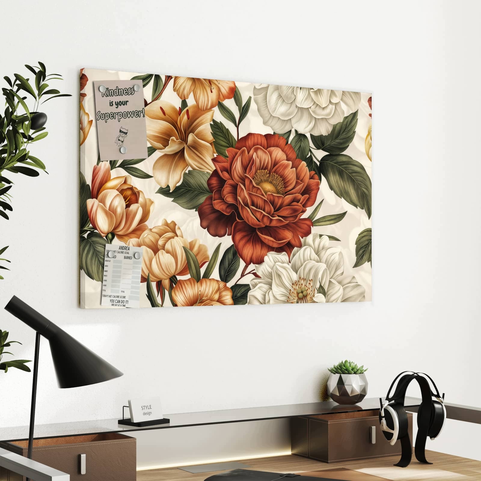 Magnetická tabule Vzor květinový Vintage 60 × 40 cm