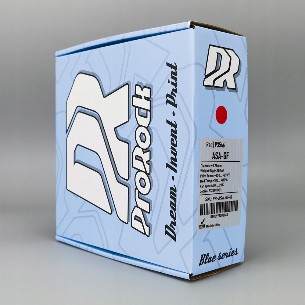 ProRock Filament ASA-GF czerwony Pantone 3546 1.75mm 1000g Stan opakowania oryginalne