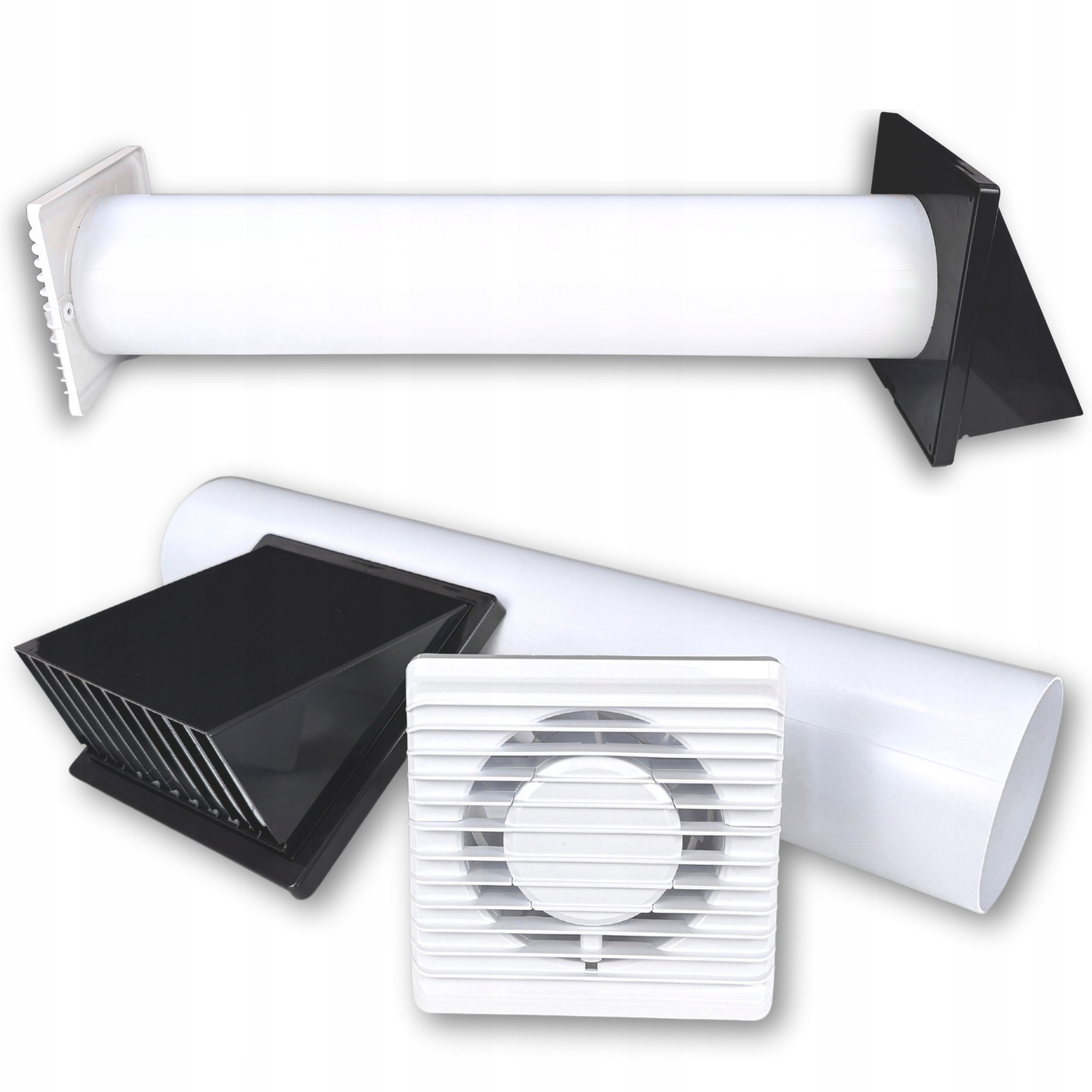 Zestaw wentylacyjny wywiewny wentylator przez ścianę 125mm Ciemny Grafit