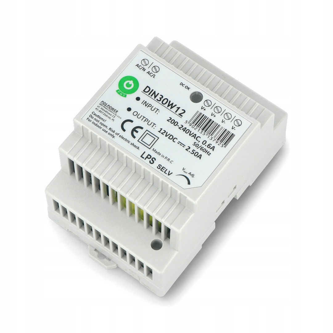 Zasilacz DIN30W12 na szynę DIN - 12V / 2,5A / 30W