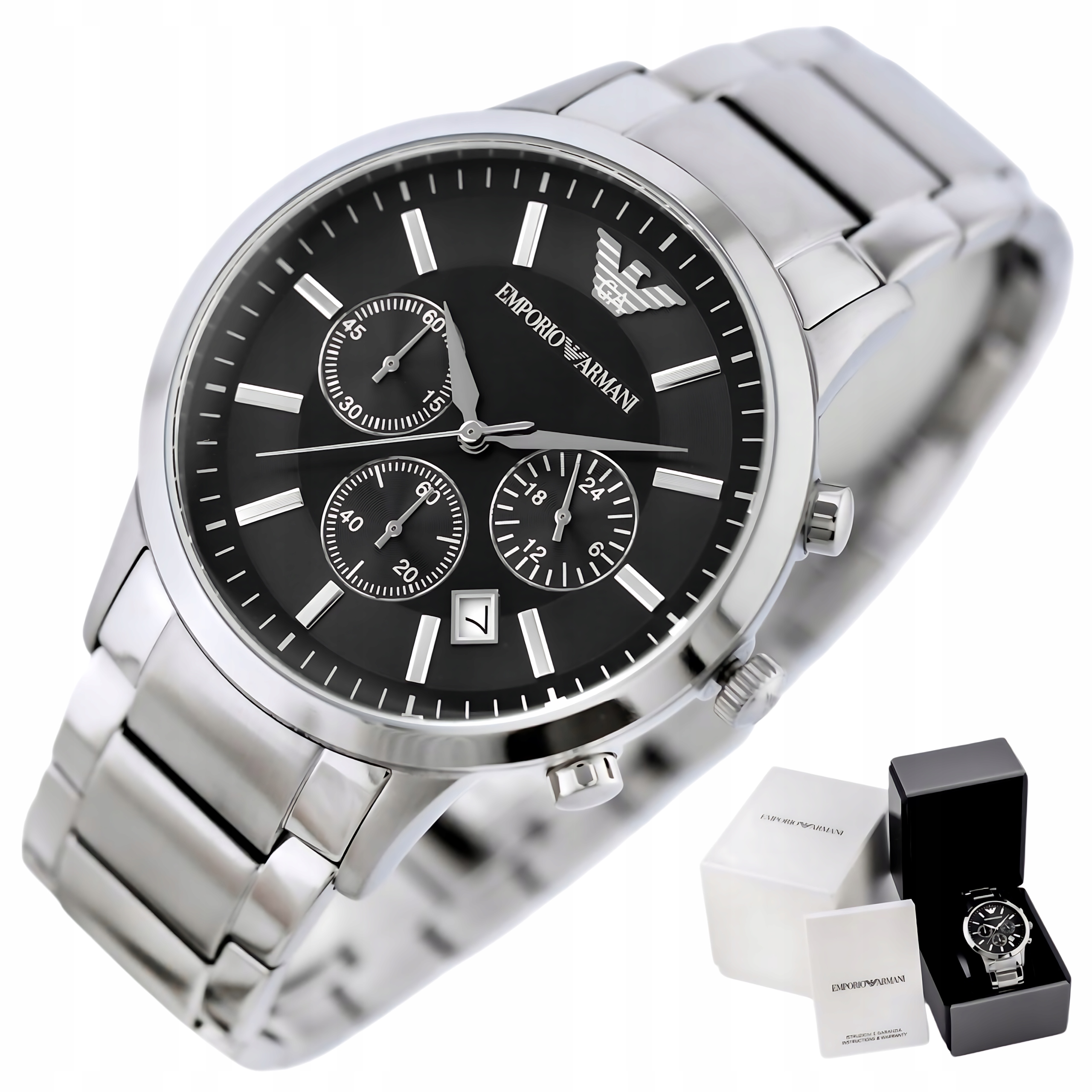 Pánské Hodinky Emporio Armani AR2434 Renato Silver Grafit Chronograf WR50