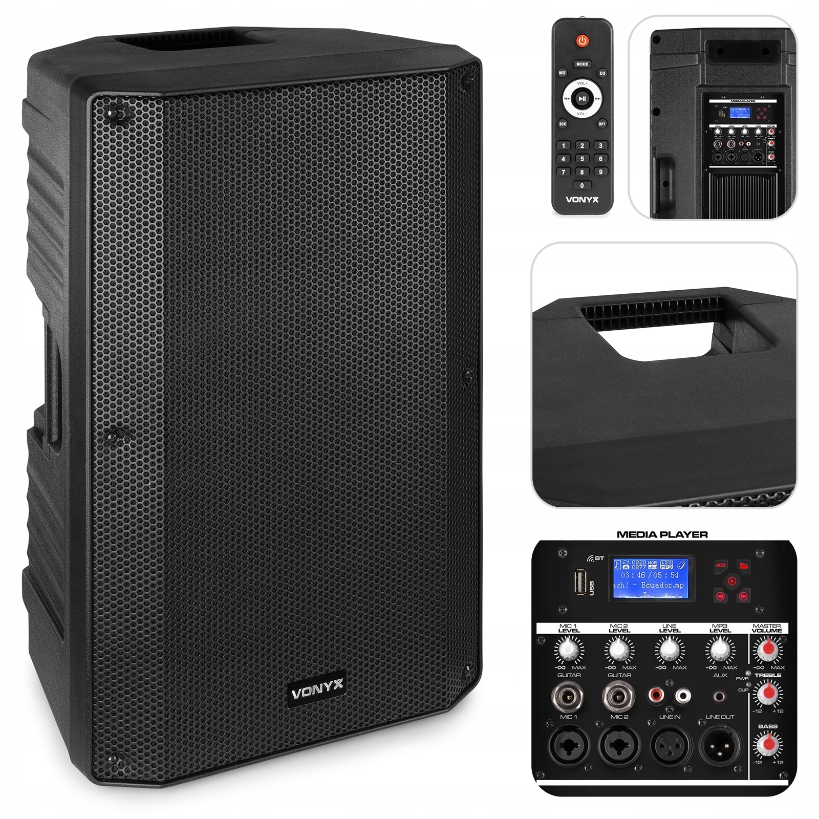 Активна колонка 15'' BT 1000W MP3 USB Vonyx - docom.com.ua