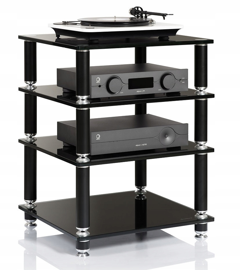 NORSTONE STABBL HIFI PIĘKNY, CZARNY PROFESJONALY STOLIK AV, HARTOWANE SZKŁO Rodzaj stolik