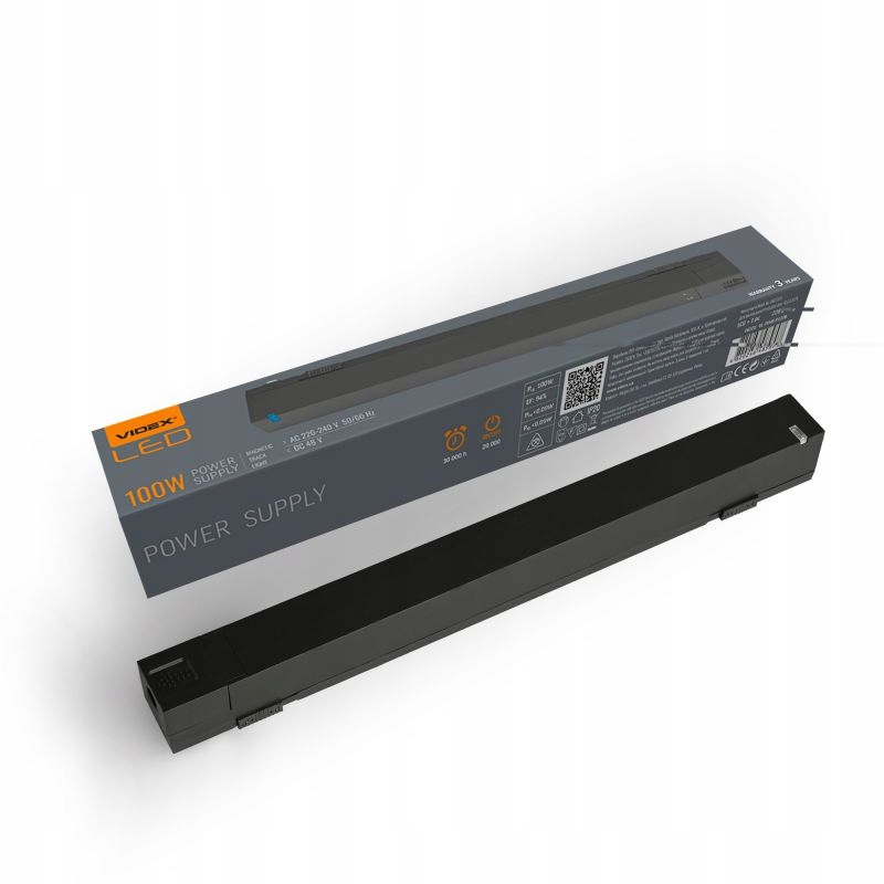 Zasilacz czarny 100W 48V do szyny magnetycznej slim Videx VL-TRMS-P100B