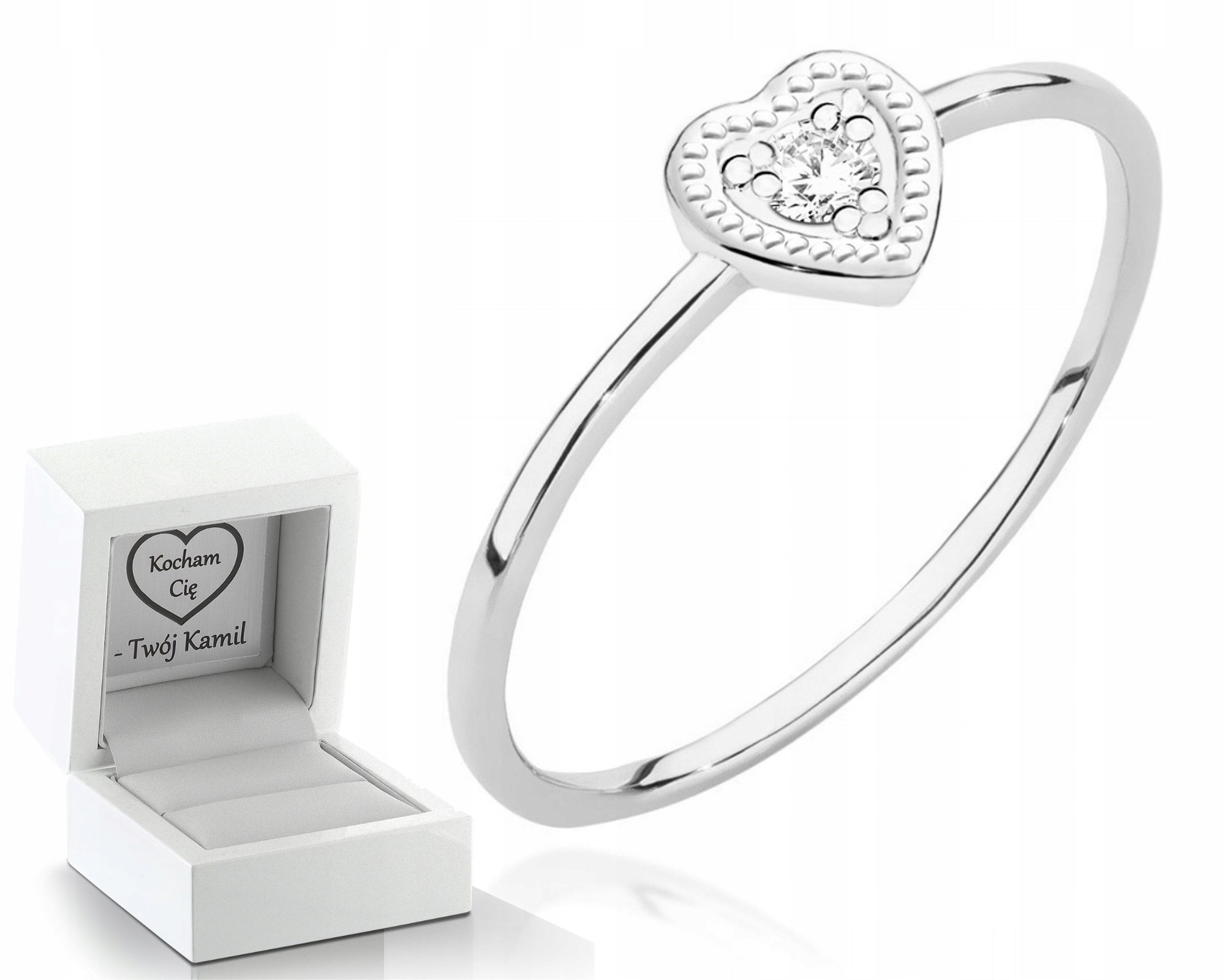 Prstýnek Z Bílého Zlata S Brilianty Gravírování