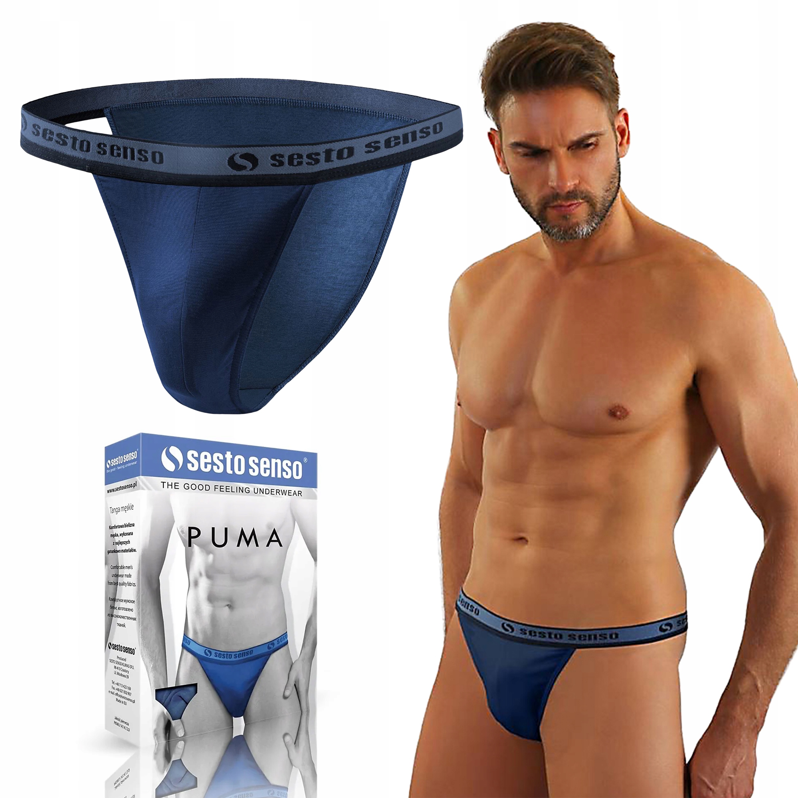 

Slipy męskie Sesto Senso Puma Tanga Granatowe, XXL