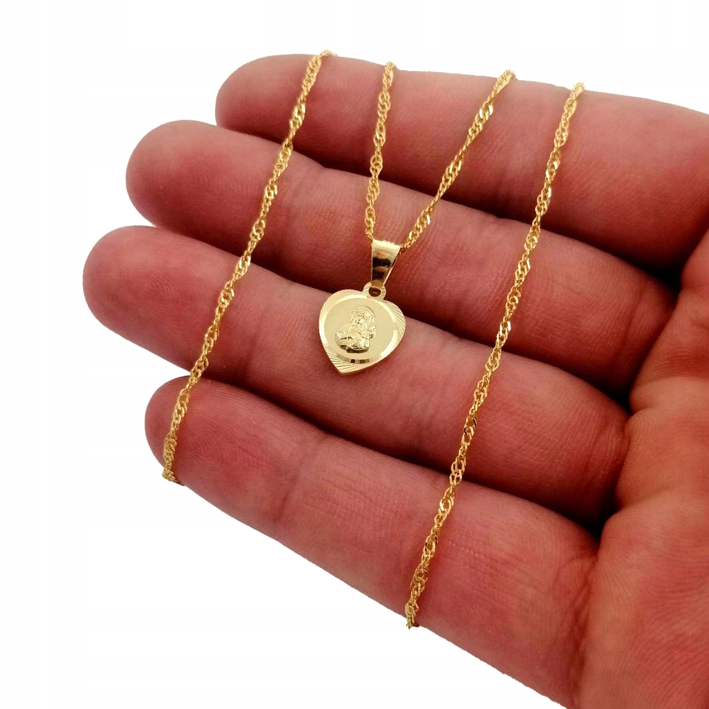 ZŁOTY ŁAŃCUSZEK NASZYNIIK MEDALIK NA KOMUNIĘ CHRZEST DLA DZIEWCZYNKI 925 Stan opakowania oryginalne