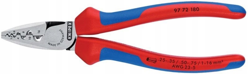 Knipex 97 72 180 Kliešte na upínanie káblových puzdier 0,25-16 mm