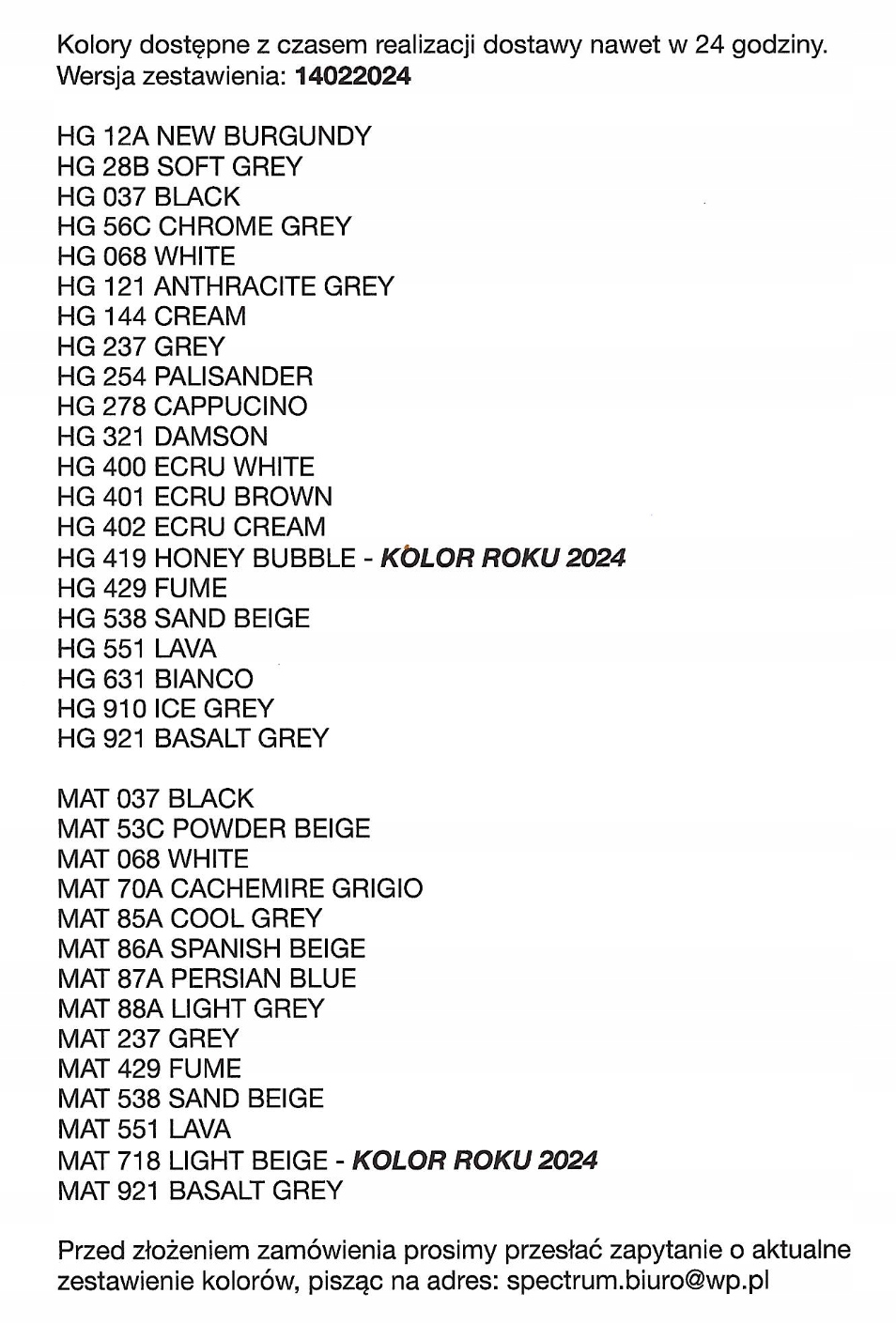 Fronty akrylowe Akryl-24 białe i inne - połysk HG Marka inna