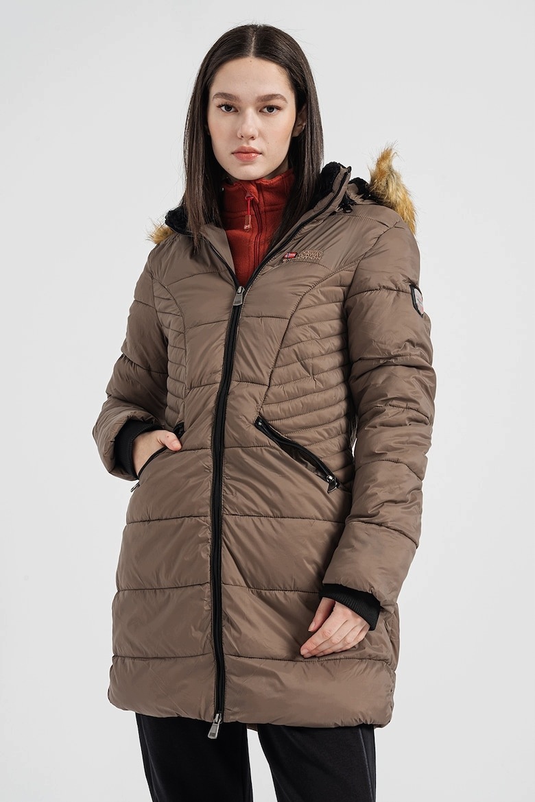 Geographical Norway Hnědá Prošívaná Bunda S Kapucí A Kožešinou 3XL 7FA