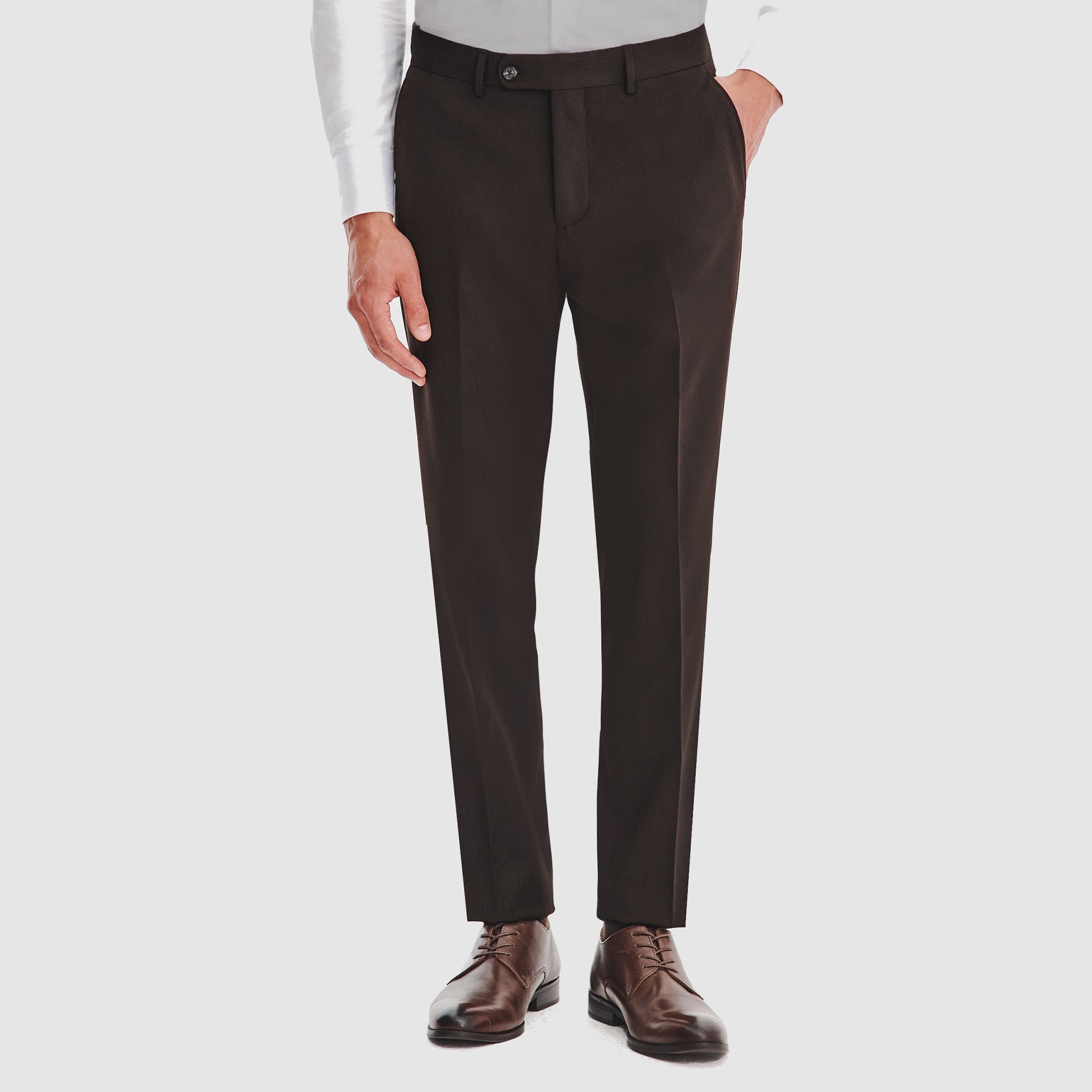 Hnědé slim fit oblekové kalhoty Pako Lorente vel 96/176