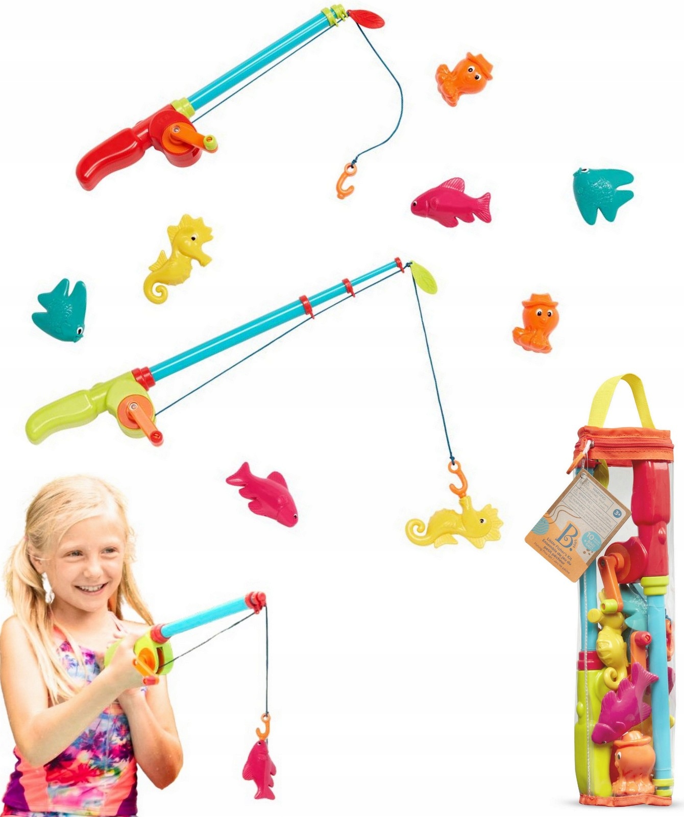 B.Toys Zestaw dla małych wędkarzy 2 wędki+ rybki magnetyczne do łowienia