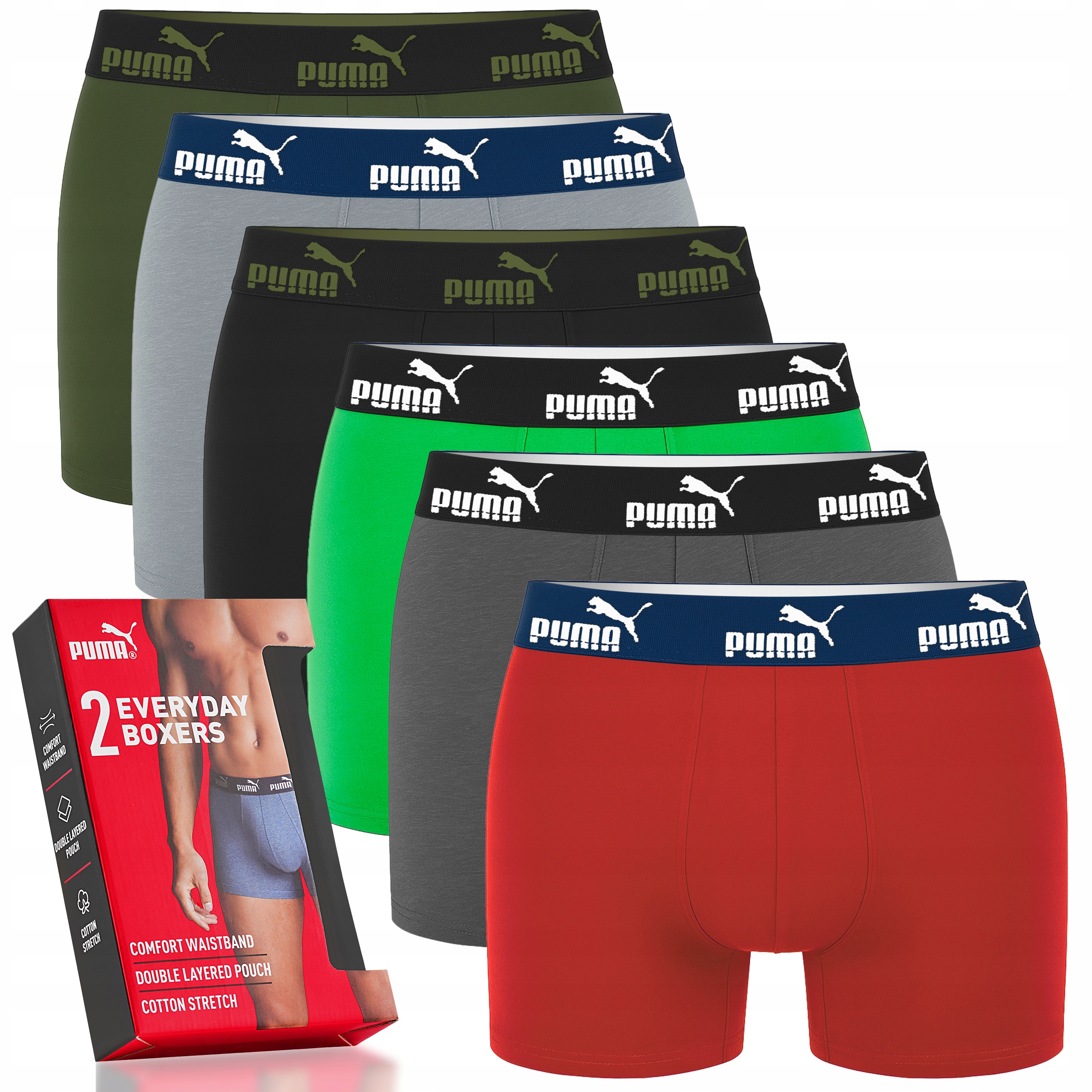 Pánské boxerky Puma , Kusů Bavlna , barva červená zelená, Velikost M