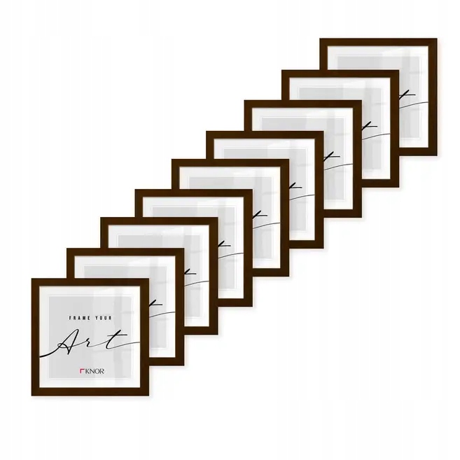 KNOR ramka na zdjęcia 20x20 cm brązowa, zestaw 9szt
