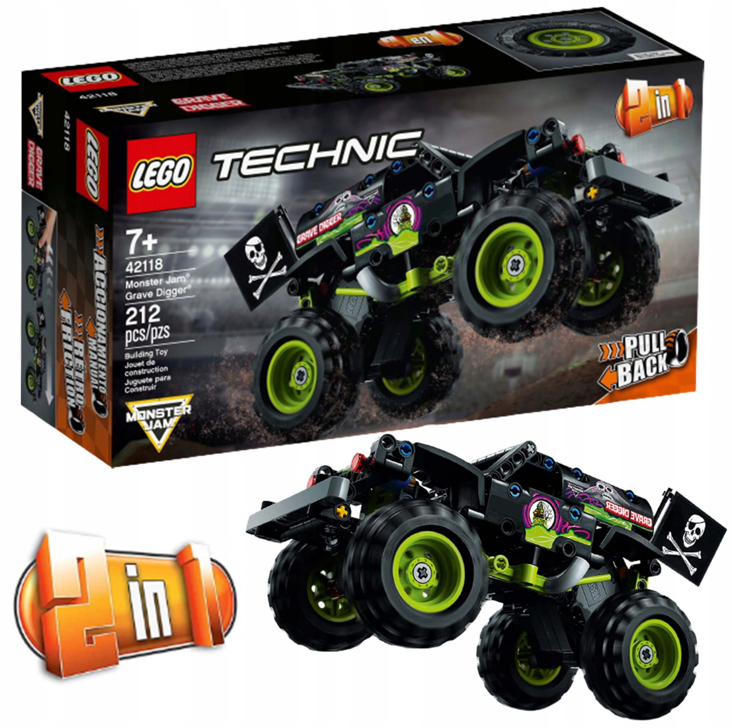 LEGO TECHNIC MONSTER JAM GRAVE DIGGER 42118 KLOCKI DLA DZIECI ZABAWKA 24H