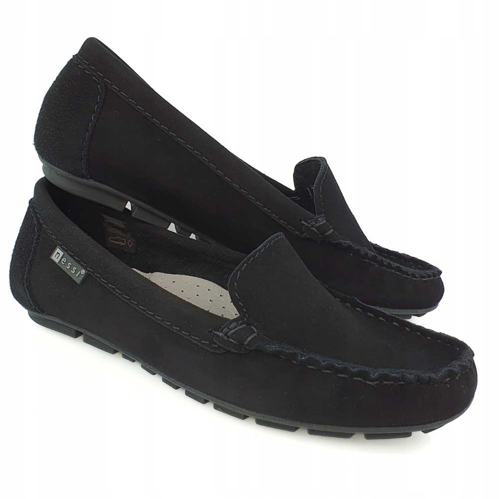 Nessi 17130 mokasyny czarne zamsz 38 Model 17130
