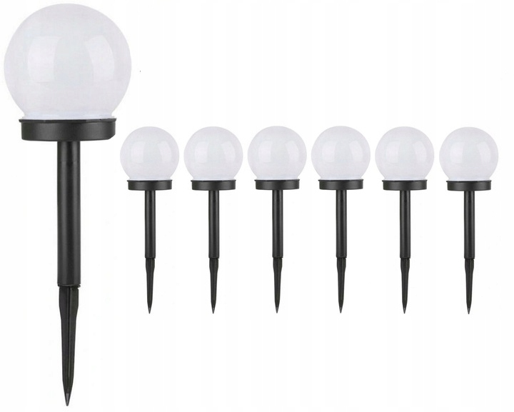 

Zestaw 6x Lampa Ogrodowa Led solarna biała kula 10