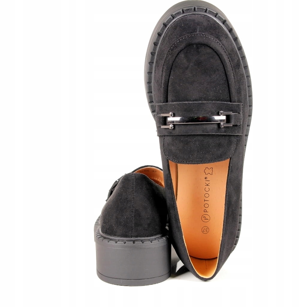 DAMSKIE PÓŁBUTY MOKASYNY MODNE PLATFORMA CZARNE Rozmiar 40