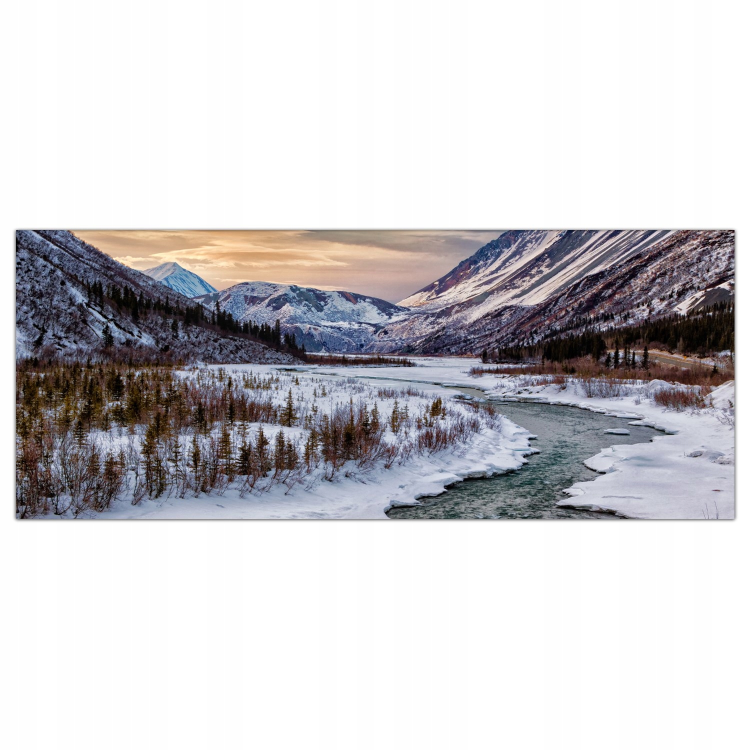 

Hartowany Obraz Szklany Góry Zachód Słońca 125x50