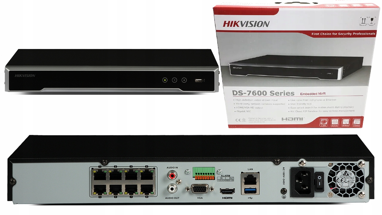 Rejestrator IP Hikvision DS-7608NXI-K2/8P AcuSense 8xPoE 2xHDD