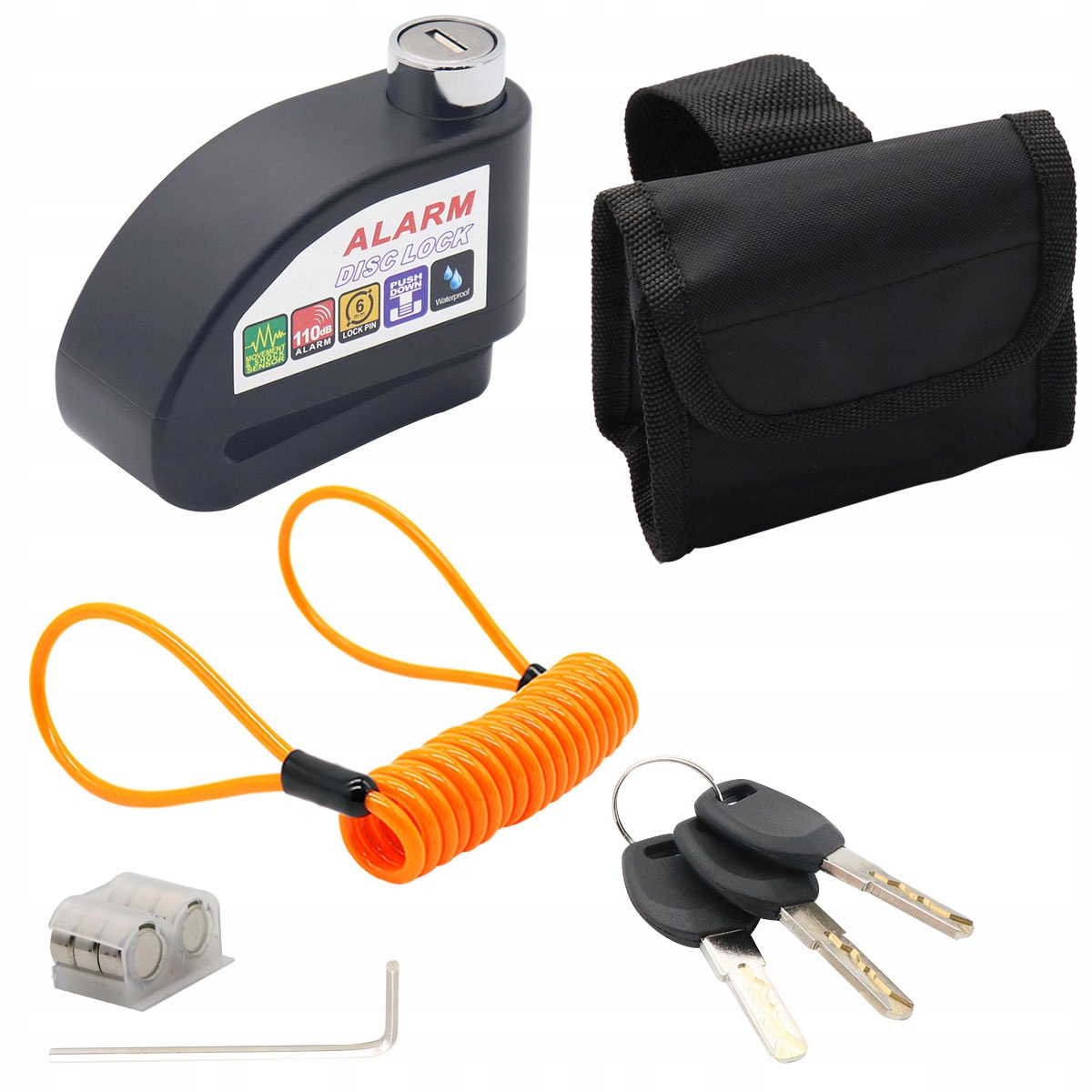 Blokada Tarczy Hamulcowej Z Alarmem Do Motocykli I Rowerów Wodoodporna