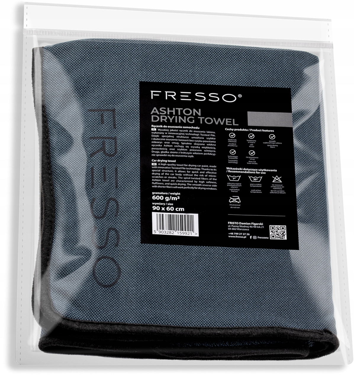 Fresso Ashton Drying Towel Ręcznik Do Osuszania Samochodu Auta 90x60 cm