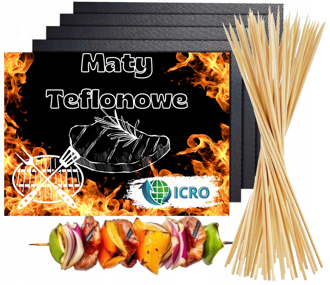 MATY NA GRILLA TEFLONOWE TACKI DO SMAŻENIA PIECZENIA 10x + PATYCZKI GRATIS