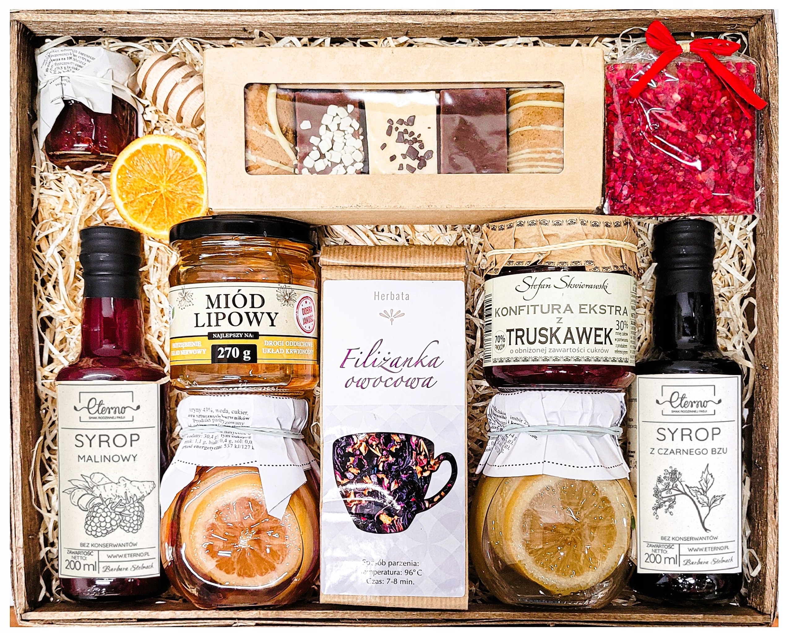 Velký Koš Dárková Sada Dárek Med Čaj Džemy Čokoláda Sirup