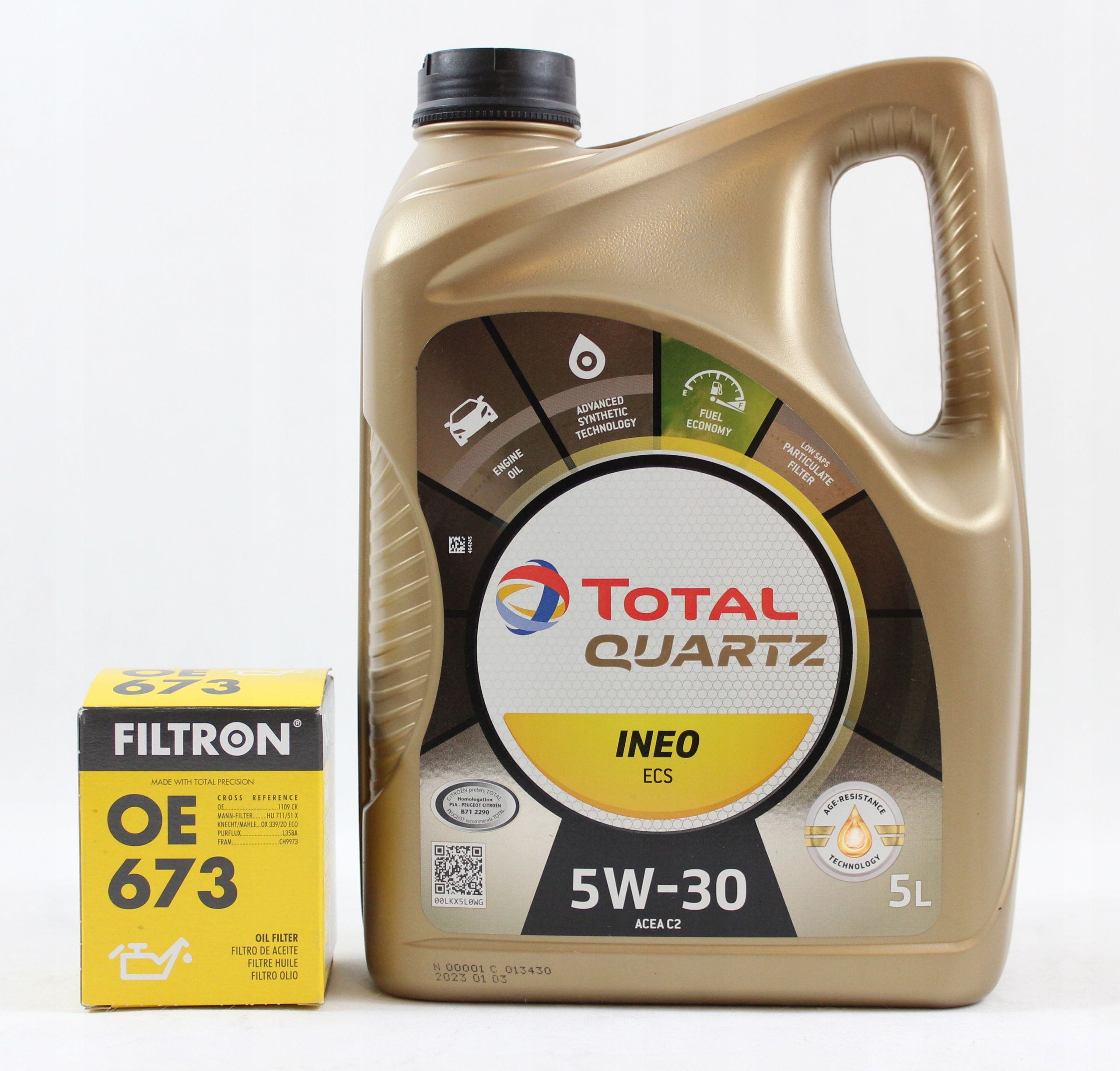 Фильтр Масла Фильтрон Oe673 + Масло моторный TotalEnergies Кварц Инео ECS 5 l 5w-30