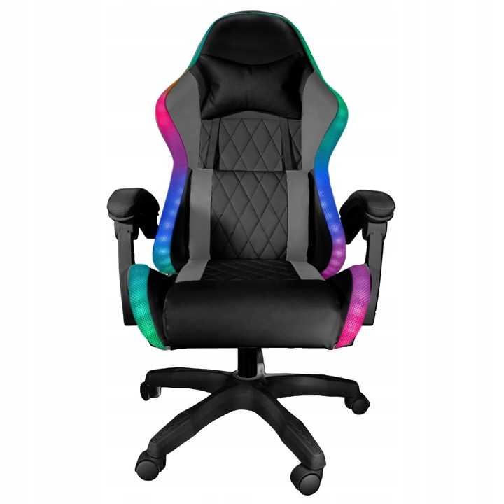 Fotel gamingowy GT-EXTREME FG-PRS-L-LED-012 skóra sztuczna czarno-szary