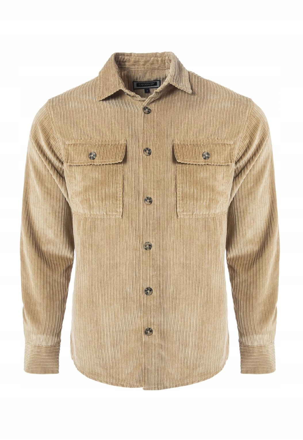Pánská Manšestrová Košile S Kapsami, Béžová XL