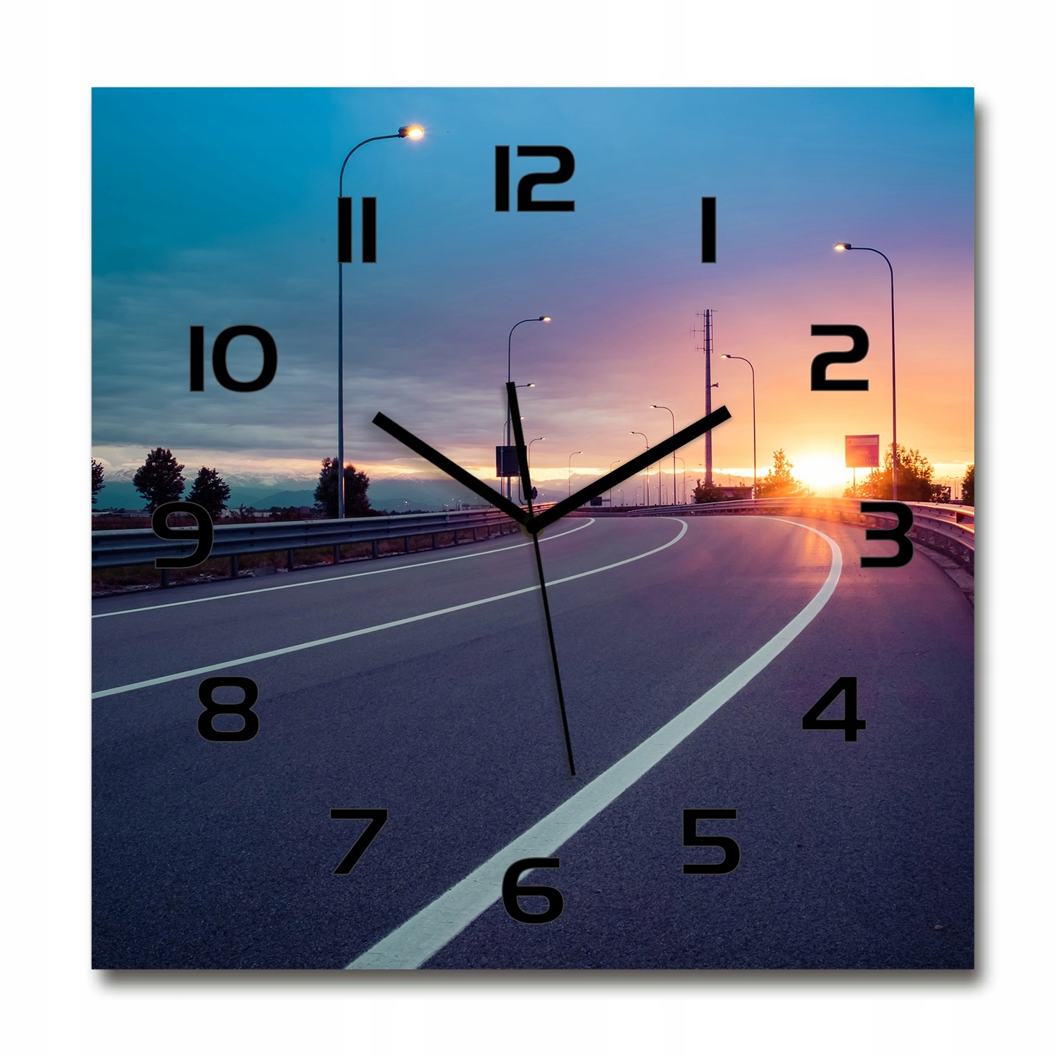 

Duży kwadratowy szklany zegar Autostrada 60x60 cm