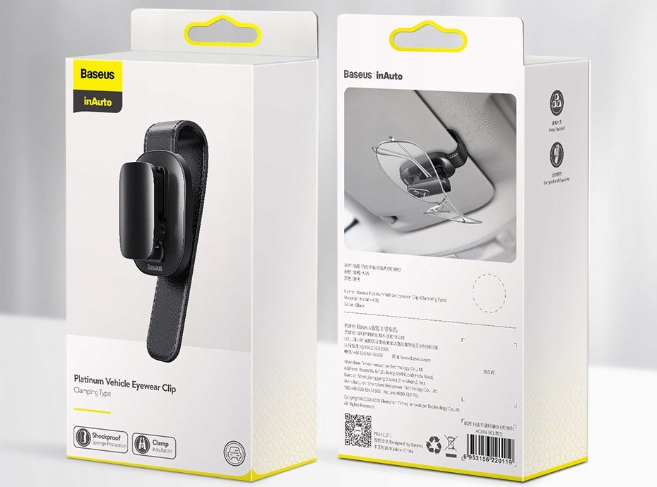BASEUS UCHWYT NA OKULARY DO AUTA KLIPS WIESZAK SAMOCHODOWY DO SAMOCHODU EAN (GTIN) 6953156220119