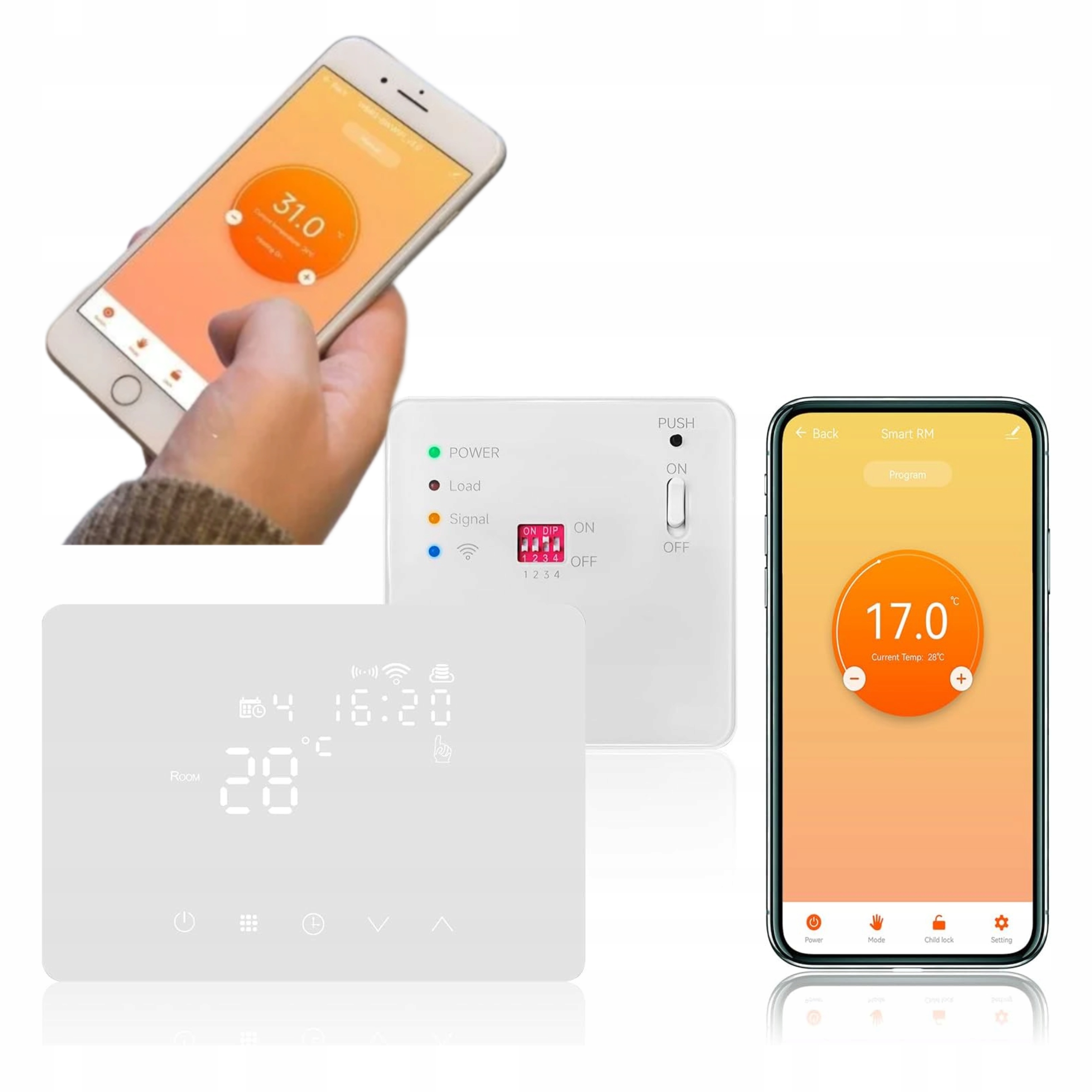 Termostat WiFi rádiový Rf pre podlahové vykurovanie Bojlera Tuya Alexa