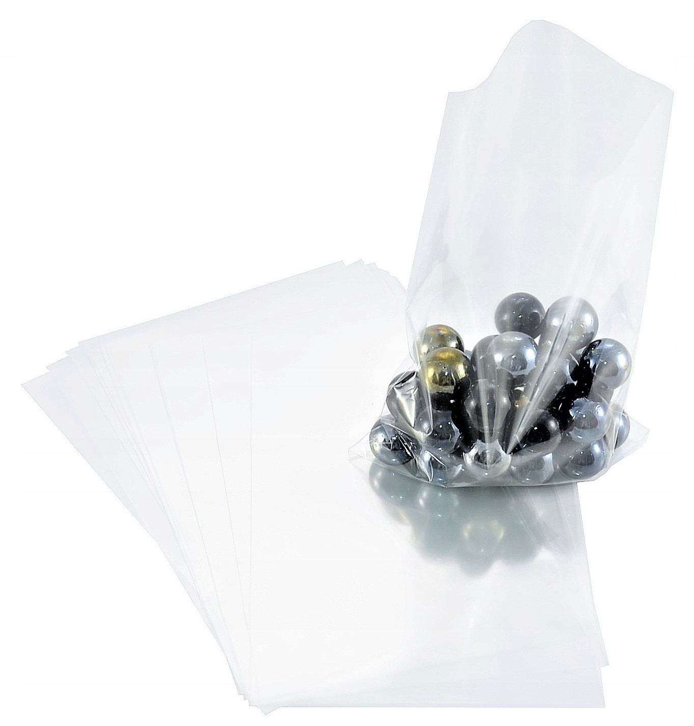 Torebki foliowe błyszczące WORECZKI celofanowe GRUBE 30mik 10x15 100 szt Długość 15 cm